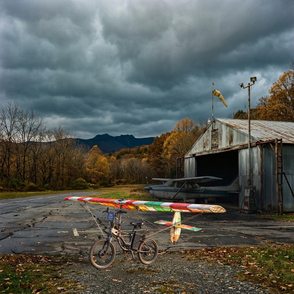 Aircraft and hangar landscape used as early world-building atmosphere